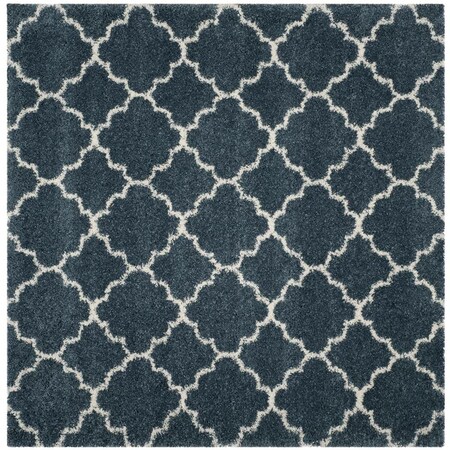 Flowers First 7 x 7 ft. Square Hudson Shag Power Loomed Rug, Slate Blue & Ivory FL1874480